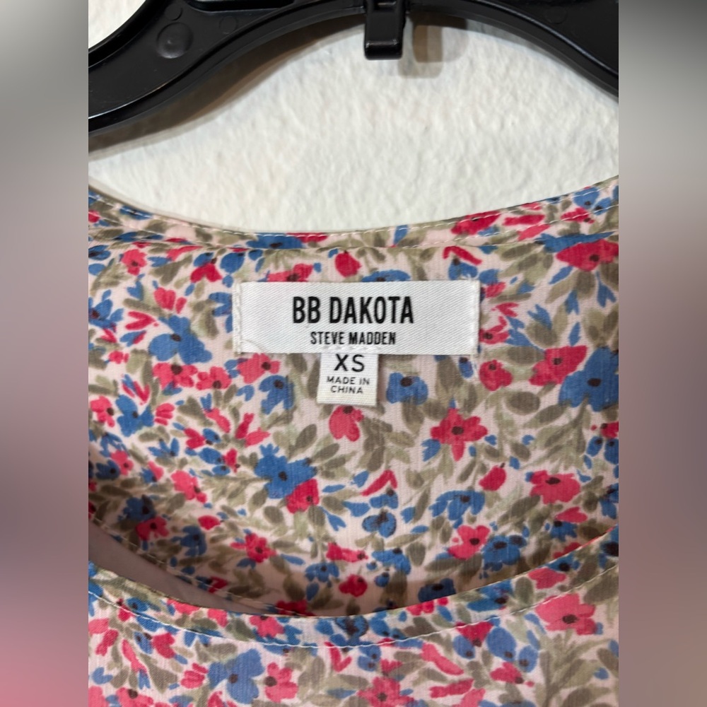 BB Dakota by Steve Madden Free Spirit Floral Babydoll Chiffon Mini Dress XS - Picture 8 of 12